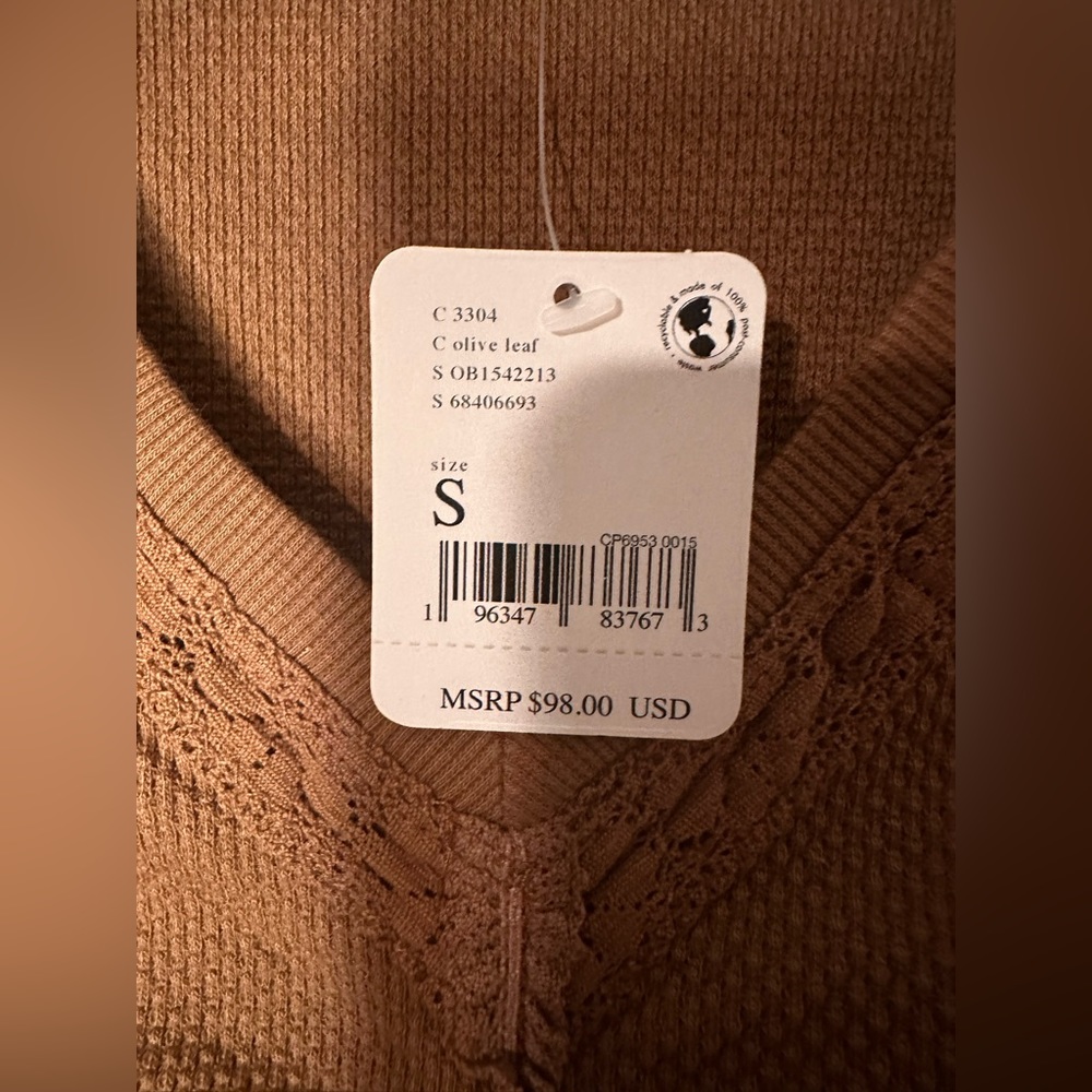 Free People Rust Long Sleeve Ruched Top - Picture 3 of 7
